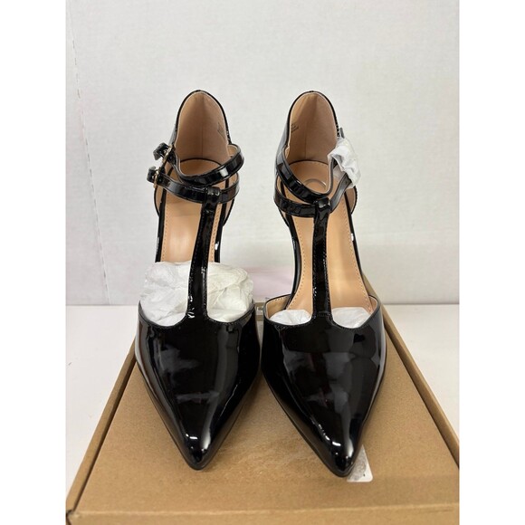 Journee Collection Women's Tru Black Patent T-Strap Stiletto Pump Heels Sz 8.5 W - Picture 4 of 6